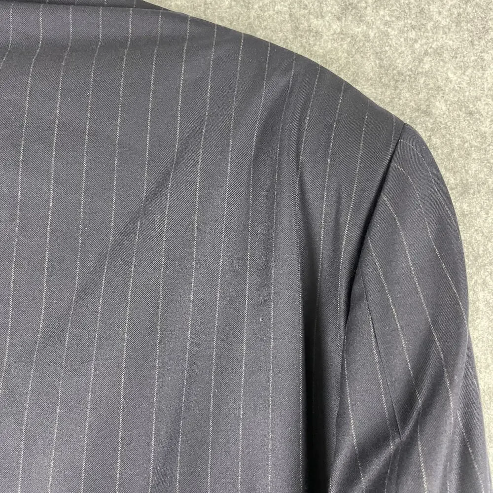 Oxxford Clothes Wool‎ Blazer Sport Coat Mens 44L Blue Stripe Super 100s 3 Button